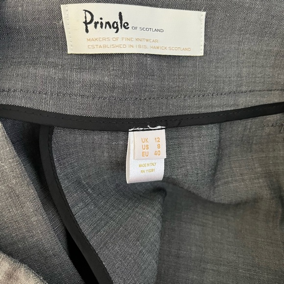 Pringle of Scotland Lightweight Gray Wide-leg Folded Hem Dress Pants size 8 Wool - Picture 11 of 14